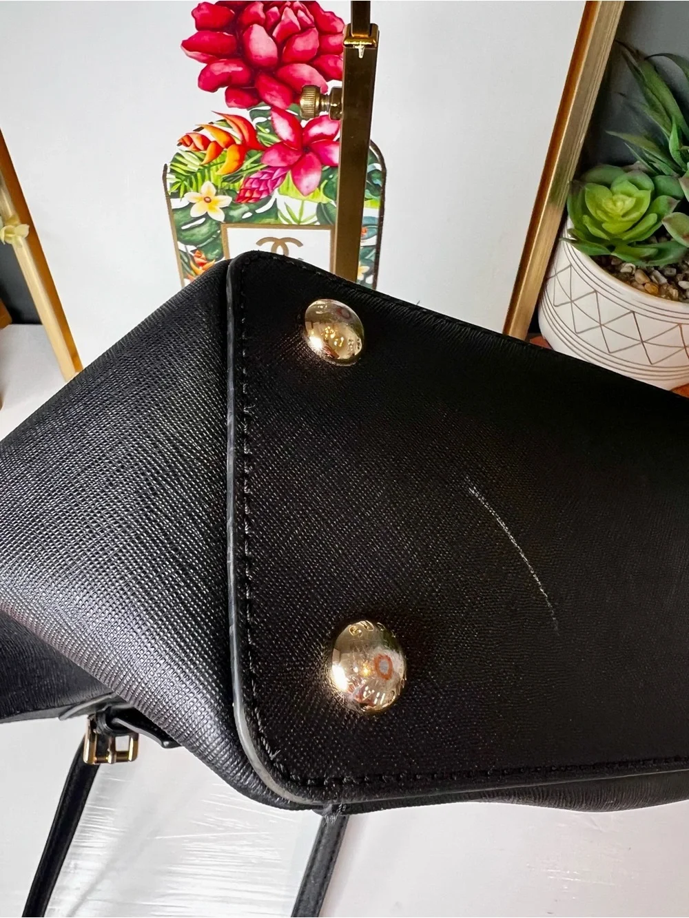 Michael Kors Jet Set Top-Zip Saffiano Leather Tote in black